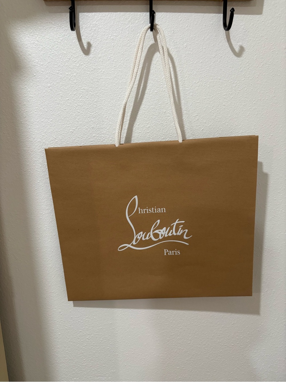 Christian Louboutin Brown Tote Gift Bag with White Logo